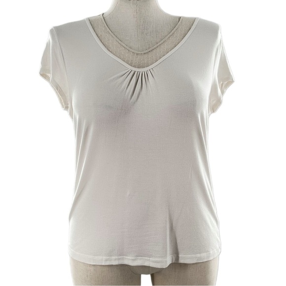 Anne Klein womens top size XL cream v-neck Swiss dot lace - Picture 10 of 10
